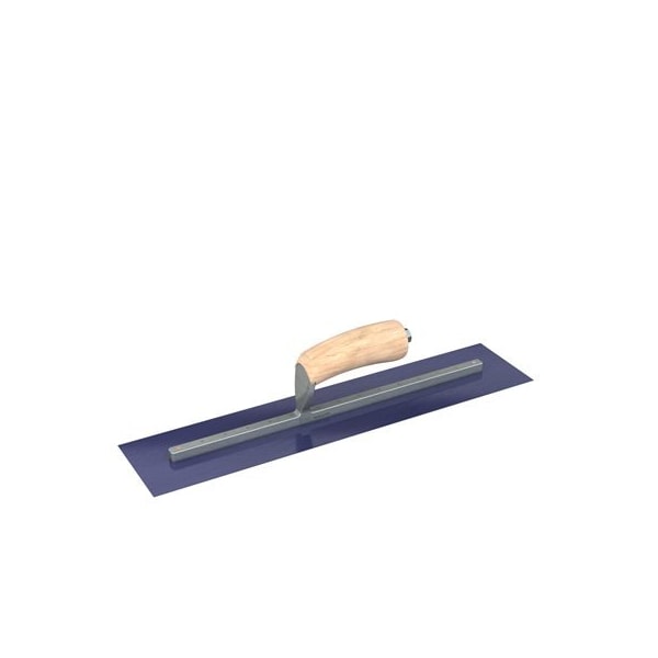 Ultra Flex Blue Steel Finishing Trowel - Sqaure End - 18" x 4" with Camel Back Wood Handle